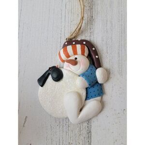 Henton snowman snowball glitter ornament Xmas Decor hat smile